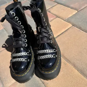 Dr. Martens Black Combat Boots with Chain Detail