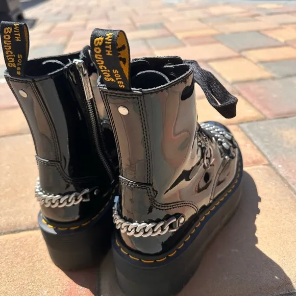 Dr. Martens Black Combat Boots with Chain Detail