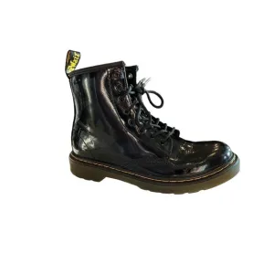 Dr Martens Black Combat Boots Youth size 2 Leather Lace Up Side Zip 1460J