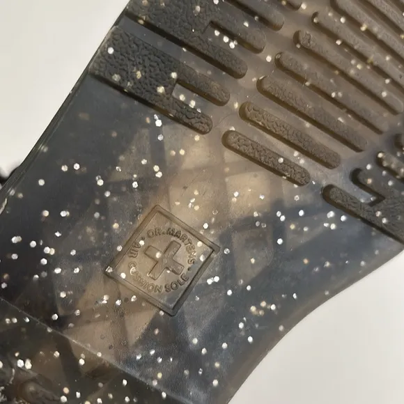 Dr. Martens Black Cosmic Glitter Combat Lace Up Boots 1460 J Girls Size‎ 1 NEW