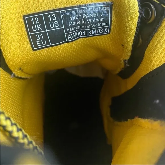 Dr. Martens Black/Yellow Kids Combat Boots - SZ 13 C