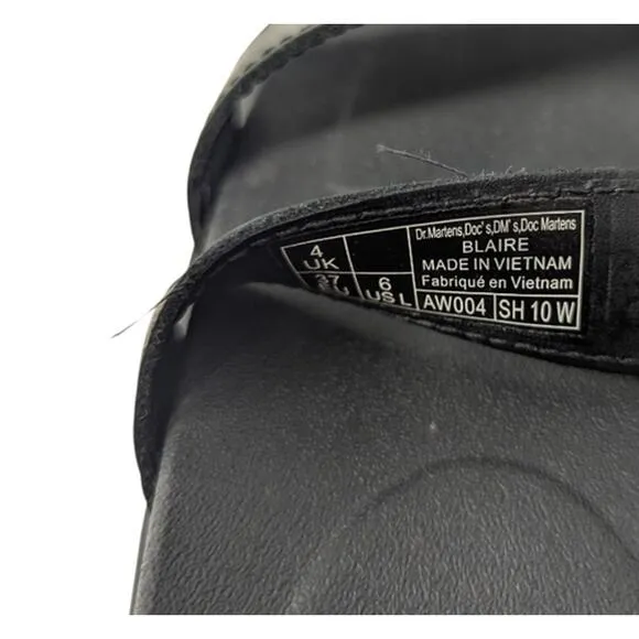 Dr. Martens Blaire Black Leather Strap Sandals Platform Strappy Buckle 6