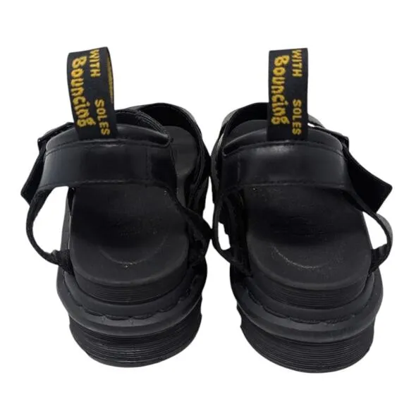 Dr. Martens Blaire Black Leather Strap Sandals Platform Strappy Buckle 6
