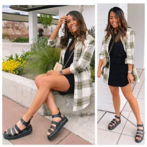Dr. Martens Blaire Black Leather Strap Sandals Platform Strappy Buckle 6