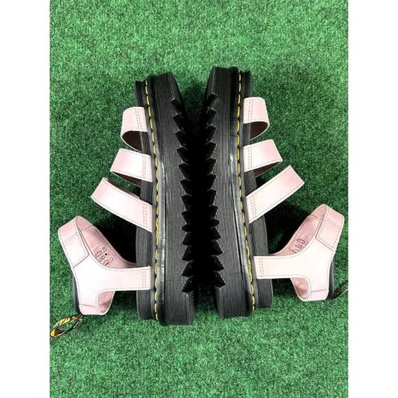 Dr Martens Blaire Pink Chalk Patent Leather Platform Strap Sandals Women’s 8‎