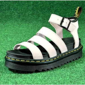 Dr Martens Blaire Pink Chalk Patent Leather Platform Strap Sandals Women’s 8‎