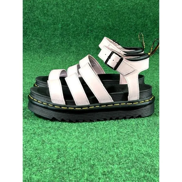 Dr Martens Blaire Pink Chalk Patent Leather Platform Strap Sandals Women’s 8‎