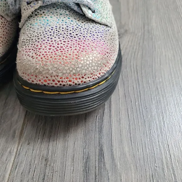 Dr Martens Boots Combat Kids Size 7 Rainbow Metallic Leather Pascal T Side Zip