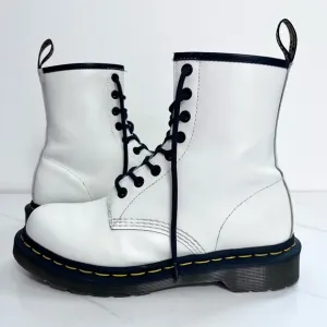 Dr. Martens Boots White Leather Combat Style Lace Up Boot Size 7