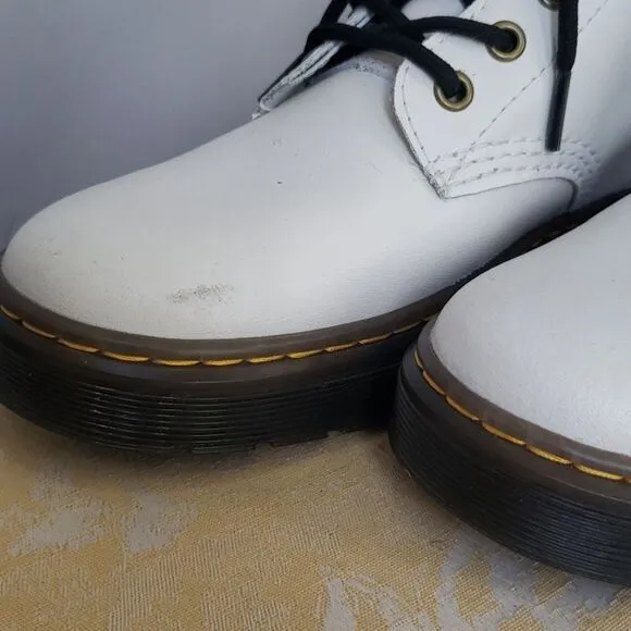 Dr. Martens Boots Womens 8 Zavala White Leather Lace Up High Top Combat Air Wair