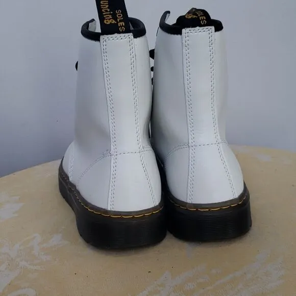 Dr. Martens Boots Womens 8 Zavala White Leather Lace Up High Top Combat Air Wair