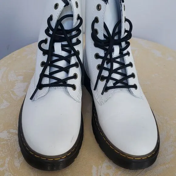 Dr. Martens Boots Womens 8 Zavala White Leather Lace Up High Top Combat Air Wair