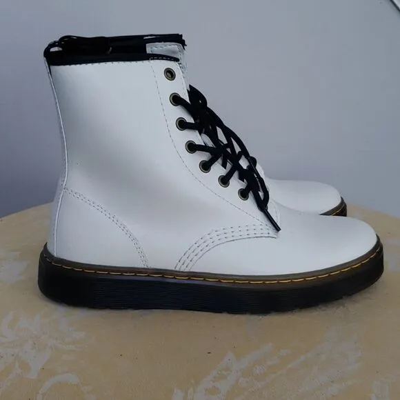 Dr. Martens Boots Womens 8 Zavala White Leather Lace Up High Top Combat Air Wair