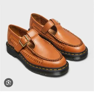 Dr. Martens Brown Leather Slip-On Loafers with Woven Detailing