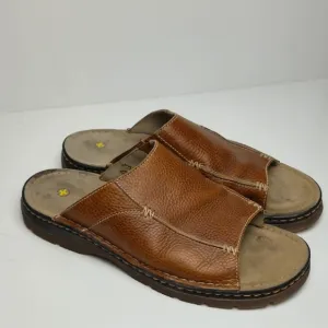 DR. MARTENS BROWN PEBBLED LEATHER SLIP ON SANDALS MENS 14
