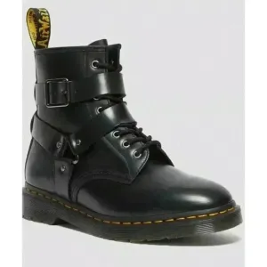 Dr Martens Christofor Leather Harness Black Boots Combat W 6 M 5 NEW No Box