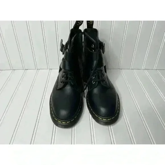 Dr Martens Christofor Leather Harness Black Boots Combat W 6 M 5 NEW No Box