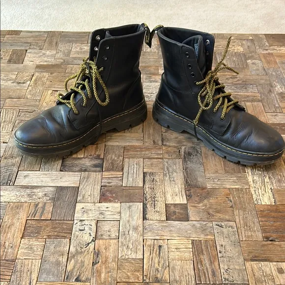 Dr Martens Combs Black Leather Mens Lace Up Combat Boots Size 10