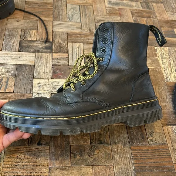 Dr Martens Combs Black Leather Mens Lace Up Combat Boots Size 10