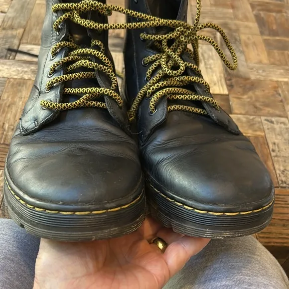Dr Martens Combs Black Leather Mens Lace Up Combat Boots Size 10
