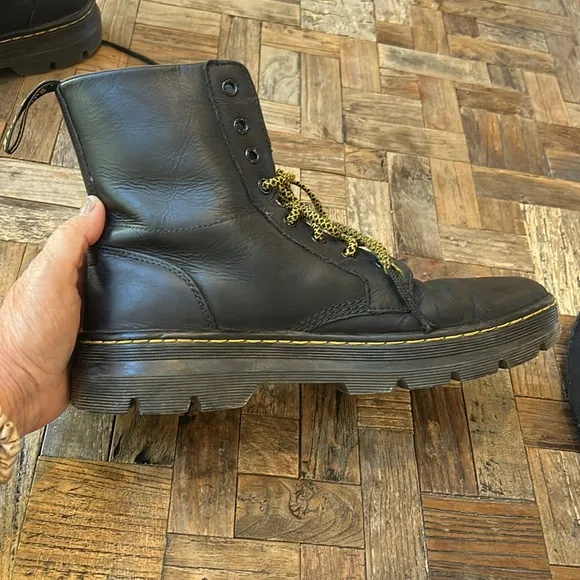 Dr Martens Combs Black Leather Mens Lace Up Combat Boots Size 10