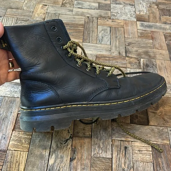 Dr Martens Combs Black Leather Mens Lace Up Combat Boots Size 10