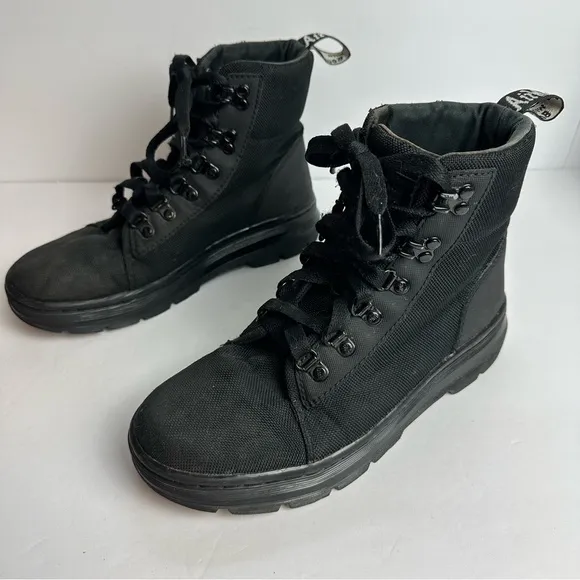 Dr. Martens Combs Combat Boots Women's Size 7 EU 38 Shoes black lace up nylon