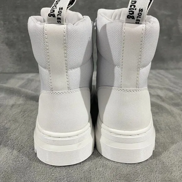 Dr. Martens Combs Women's White Canvas High Top Combat Urban Grunge Boots Sz 8