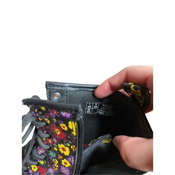 Dr. Martens Delaney Floral Combat Boots Size 2