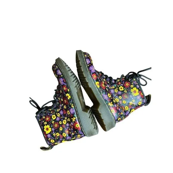 Dr. Martens Delaney Floral Combat Boots Size 2