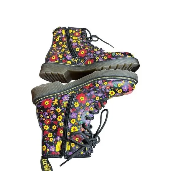 Dr. Martens Delaney Floral Combat Boots Size 2