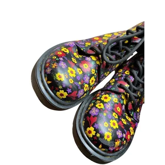 Dr. Martens Delaney Floral Combat Boots Size 2