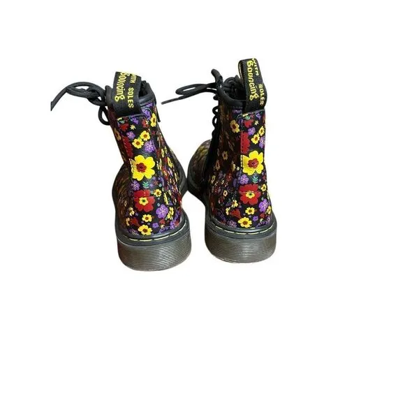 Dr. Martens Delaney Floral Combat Boots Size 2