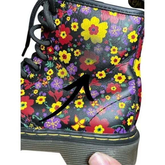 Dr. Martens Delaney Floral Combat Boots Size 2