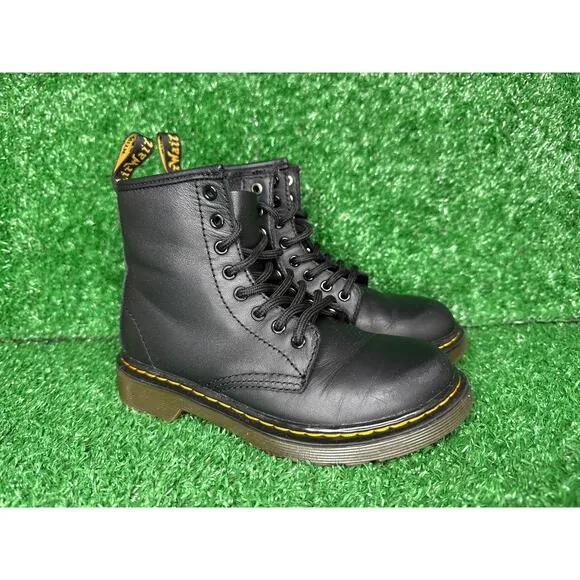 Dr. Martens Doc 1460 Combat Boots Youth Size 13C Black Leather Side Zip