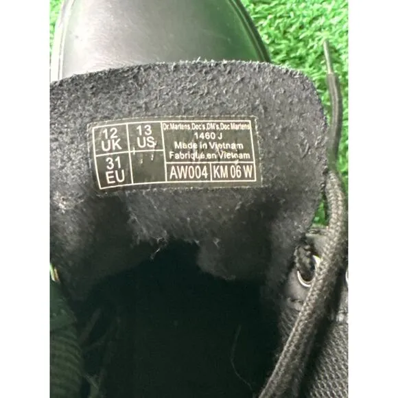 Dr. Martens Doc 1460 Combat Boots Youth Size 13C Black Leather Side Zip
