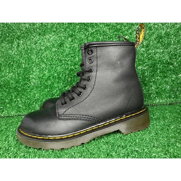 Dr. Martens Doc 1460 Combat Boots Youth Size 13C Black Leather Side Zip