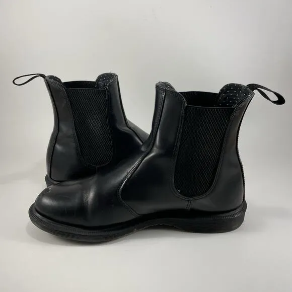 Dr Martens Doc Flora Chelsea Boots Womens Size 8 Black Smooth Leather Pull On