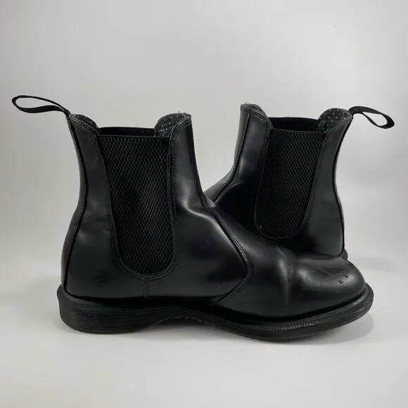 Dr Martens Doc Flora Chelsea Boots Womens Size 8 Black Smooth Leather Pull On