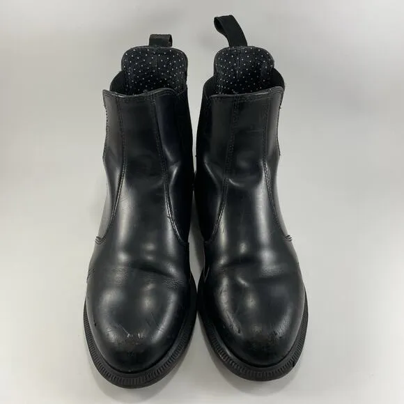 Dr Martens Doc Flora Chelsea Boots Womens Size 8 Black Smooth Leather Pull On