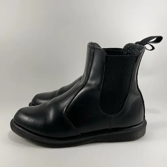 Dr Martens Doc Flora Chelsea Boots Womens Size 8 Black Smooth Leather Pull On