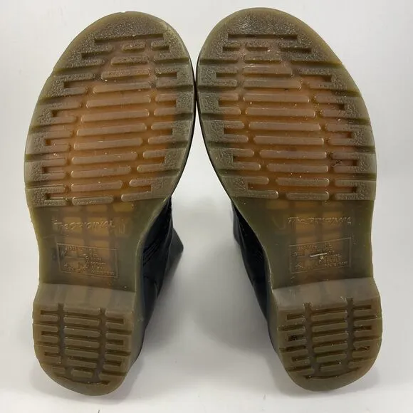 Dr Martens Doc Pascal Combat Boots Womens Size 6 Black Leather 8-Eye Classic