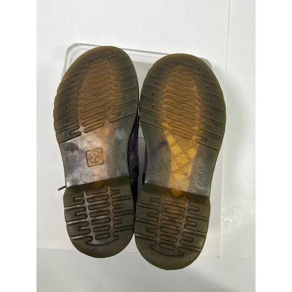 Dr. Martens Doc Delaney Holographic Combat Boots Big Girls Size 3 Purple Shimmer