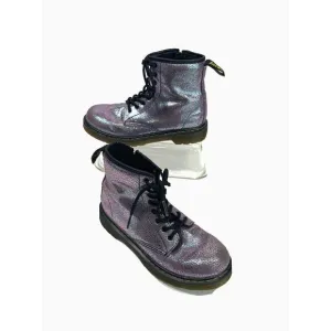 Dr. Martens Doc Delaney Holographic Combat Boots Big Girls Size 3 Purple Shimmer