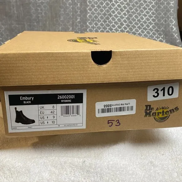 Dr Martens Embury Chelsea Boots Men 9 Black Grunge Streetwear Punkcore Women 10