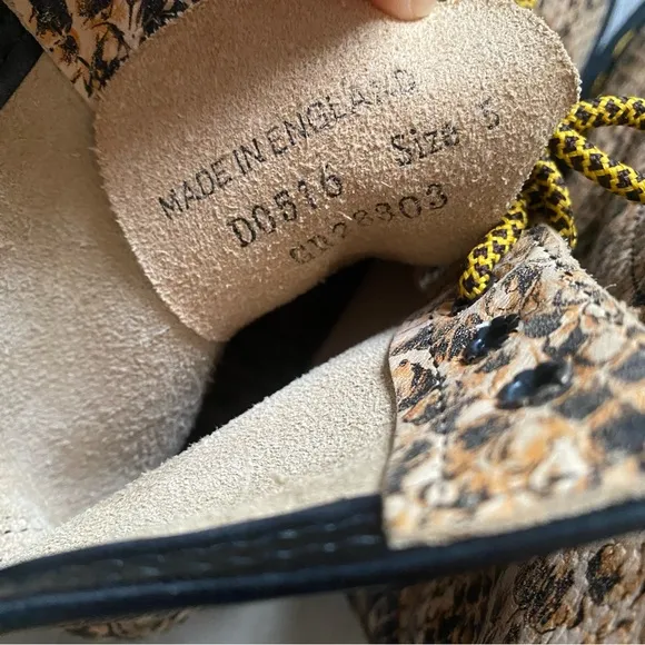 Dr. Martens England Snakeskin Combat Boots UK 5 US 7