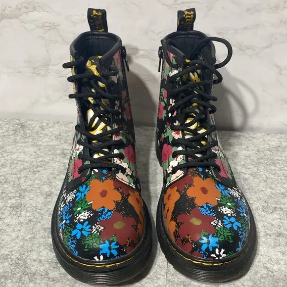 Dr Martens Floral Mash Up Combat Boots