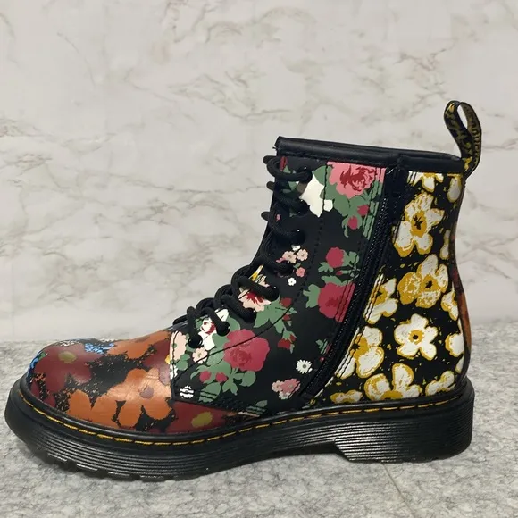 Dr Martens Floral Mash Up Combat Boots