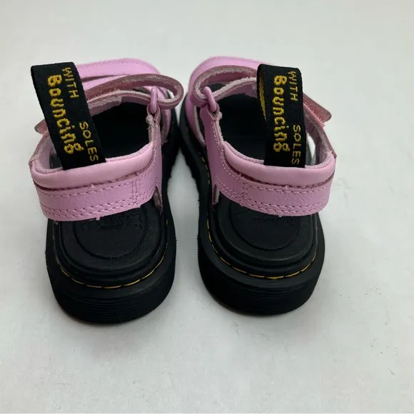Dr. Martens Junior Klaire‎ Athena Leather Strap Sandals Pale Pink Girls 12 NEW