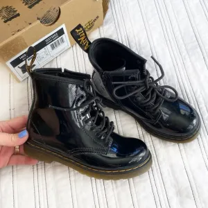 Dr. Martens Kids 1460 Patent Leather Lamper Combat Boots Black Zip-up Toddler 10